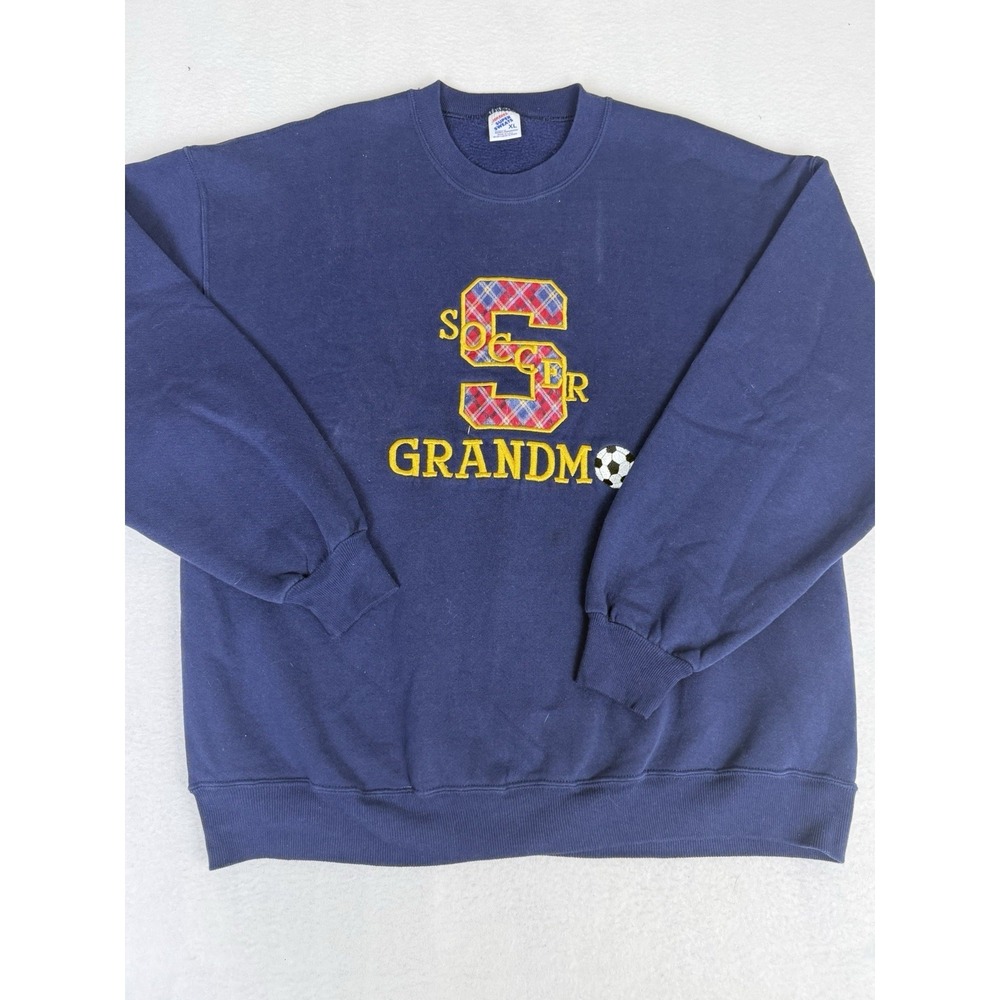 VTG Jerzees Super Sweats Soccer Mom Navy Crewneck Sweatshirt XL‎ 90s USA